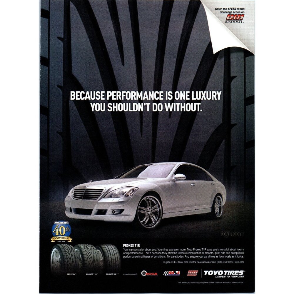 2006 Toyo Tires Proxes T1R Mercedes S Class Sedan Vintage Print Ad Wall Art
